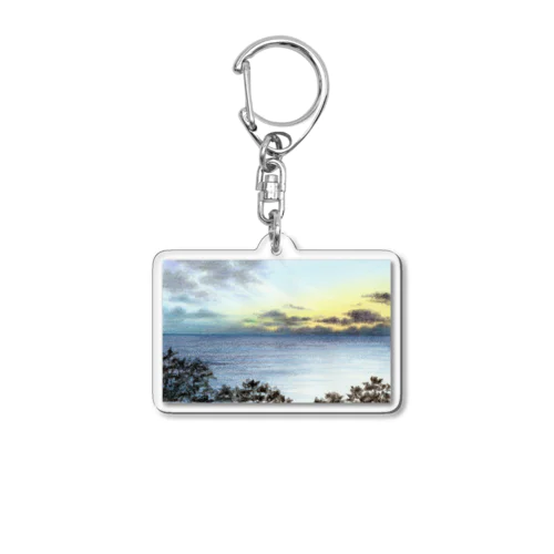 夕暮れの海（水彩色鉛筆画） Acrylic Key Chain