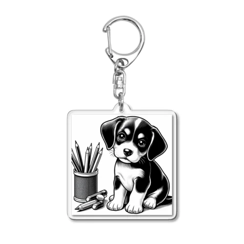 子犬とえんぴつ Acrylic Key Chain