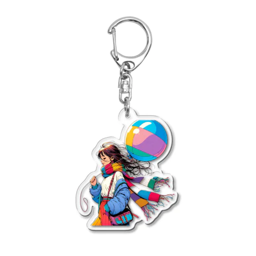 80'sバルーン少女② Acrylic Key Chain