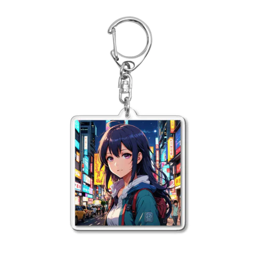 ひとりで演奏する、夢いっぱいの女の子♪ Acrylic Key Chain