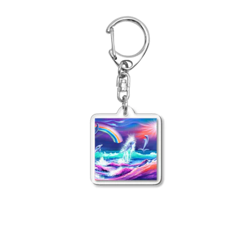 虹をかけるイルカ Acrylic Key Chain