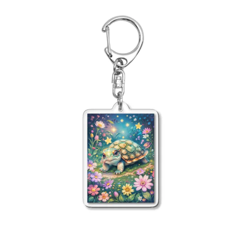 花とカメ Acrylic Key Chain