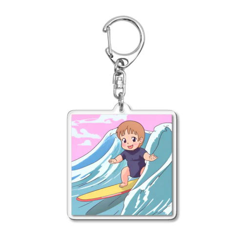 赤ちゃん　サーフィン Acrylic Key Chain