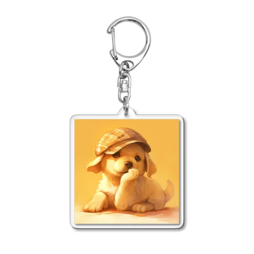 思索する子犬と暖かい日差し Marsa 106 Acrylic Key Chain