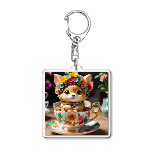 お花猫 Acrylic Key Chain