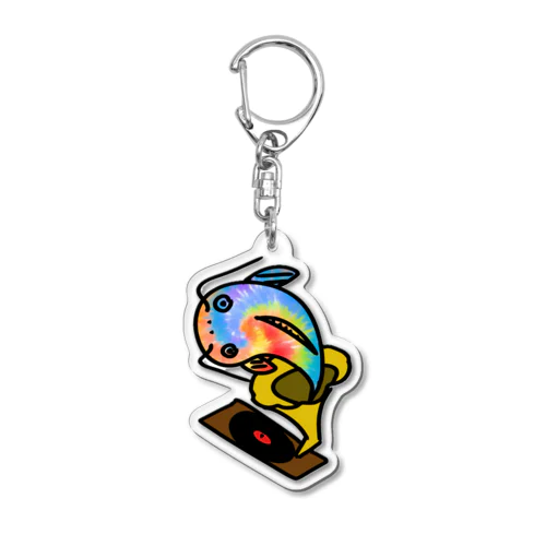 蓄音機から飛び出るナマズ君 Acrylic Key Chain