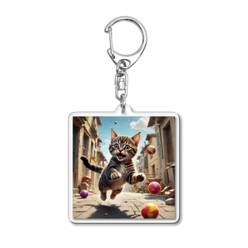 遊ぶ子猫 Acrylic Key Chain