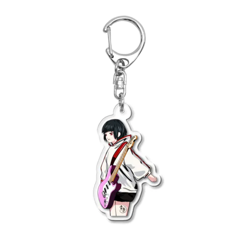 ピンクギター女子イラスト Acrylic Key Chain