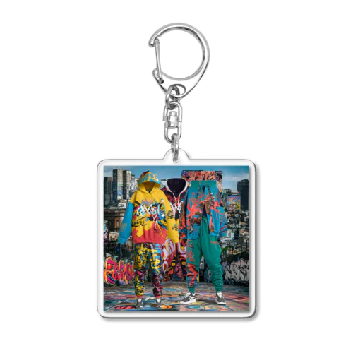 Urban Rainbow: Bold Hip-Hop Fashion Acrylic Key Chain