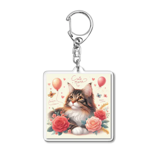 猫と薔薇 Acrylic Key Chain