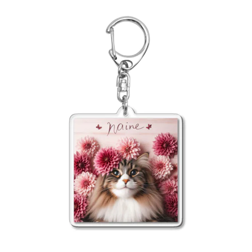 猫とダリア Acrylic Key Chain