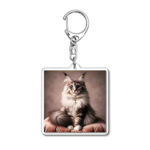 猫とパール Acrylic Key Chain