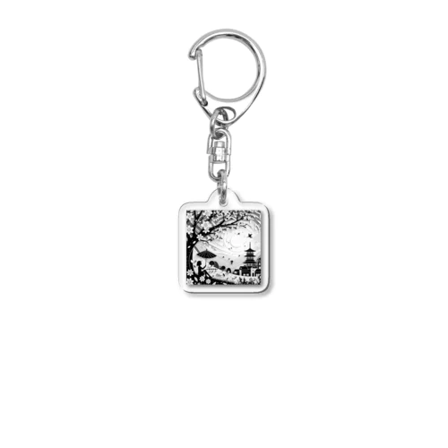 春の訪れを祝う切り絵アート Acrylic Key Chain