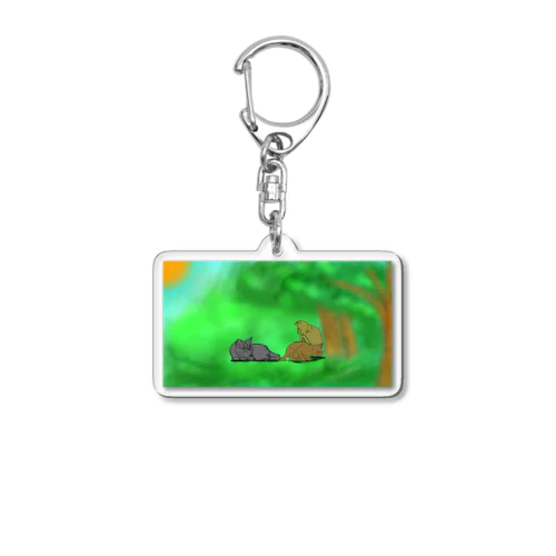 緑と猫 Acrylic Key Chain