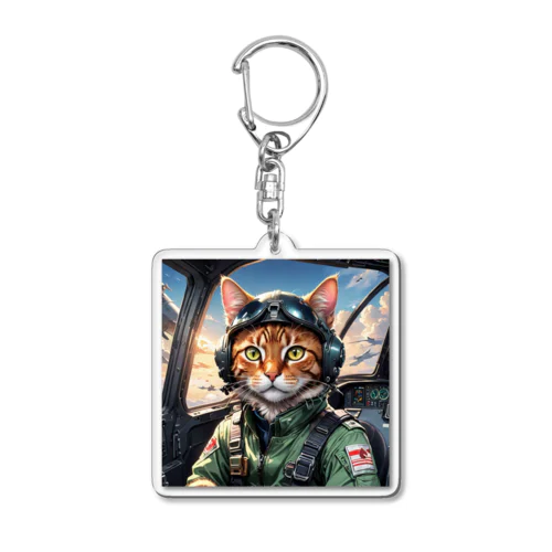 パイロット猫 Acrylic Key Chain