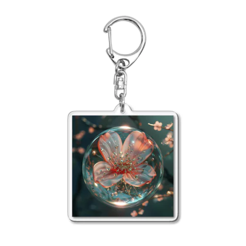 水晶の中の花 Acrylic Key Chain