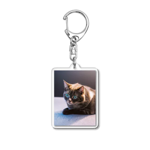 青い瞳の猫ちゃん Acrylic Key Chain