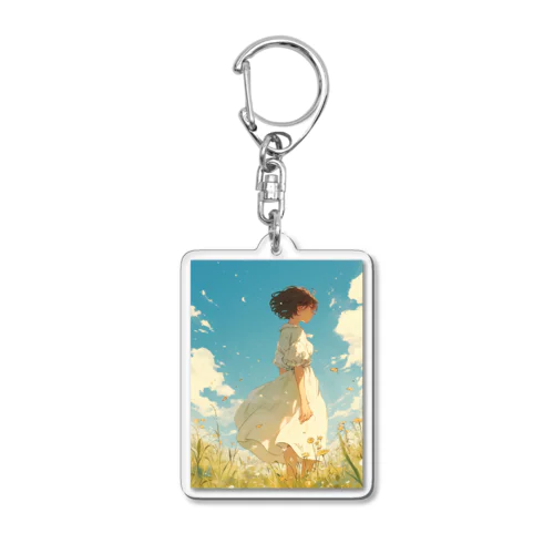 そよ風の中にいる女性　なでしこ1478 Acrylic Key Chain