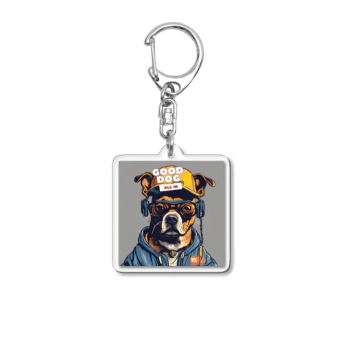 ちょっとストリート感のある犬のデザインです。 Acrylic Key Chain