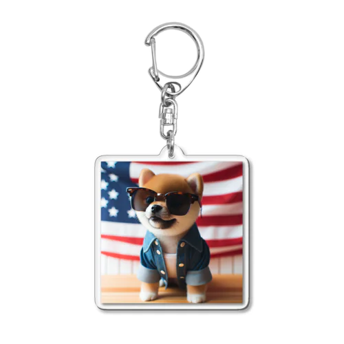 アメリカンスタイル・クールなサングラスをかけた柴犬 アクリルキーホルダー