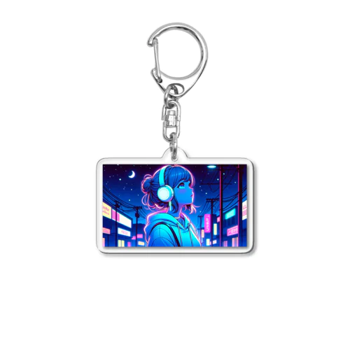 ネオンカラーな夜の少女 Acrylic Key Chain