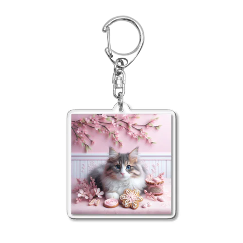 猫とサクラ Acrylic Key Chain