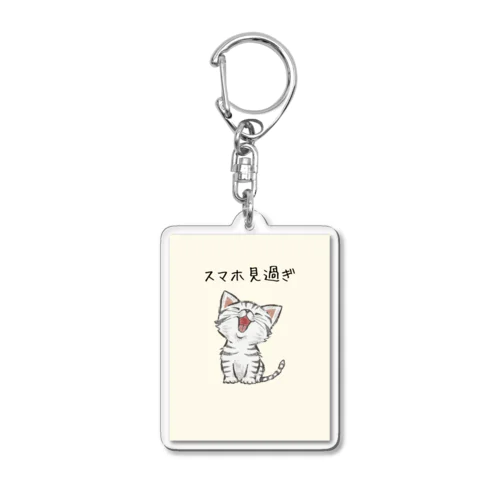 かわいい子猫がスマホ見過ぎ注意 Acrylic Key Chain