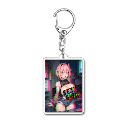 サイバーピンクセクシーガール Acrylic Key Chain