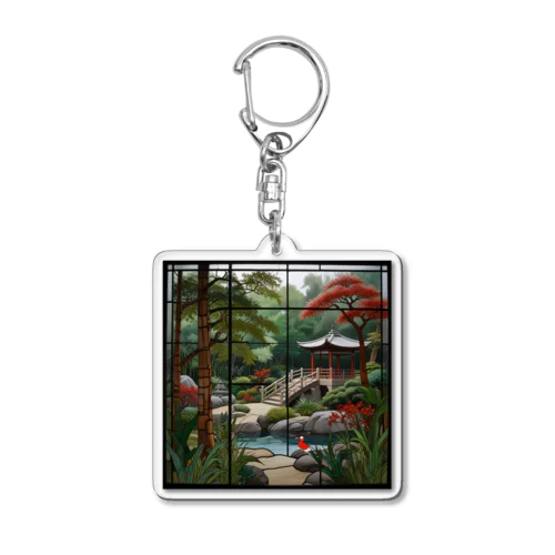 アジア禅庭園ステンドグラス Acrylic Key Chain