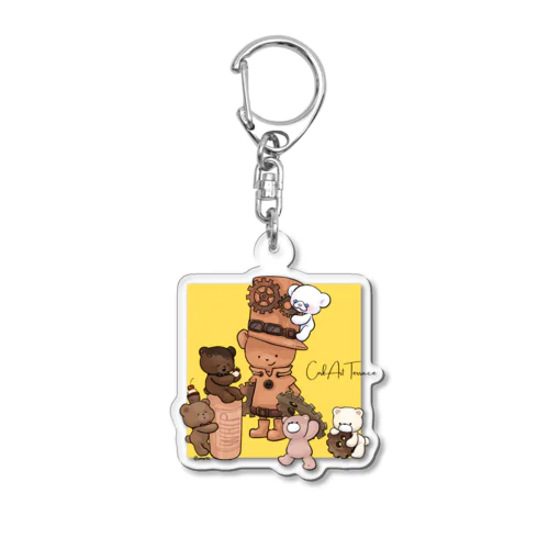 クマさんたち集合～コルクアートテラスバージョン～イラスト/ume Acrylic Key Chain
