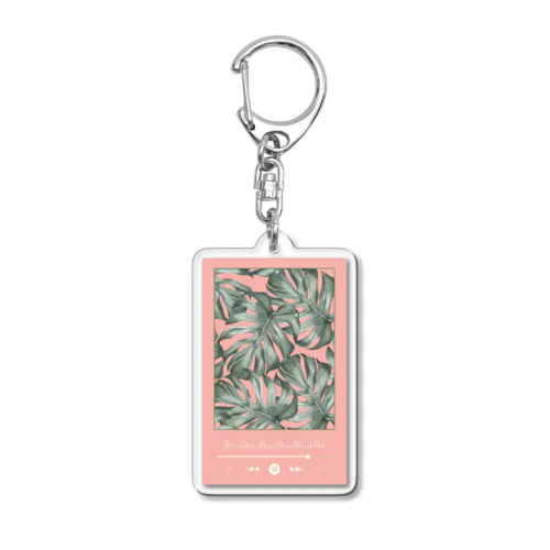 モンステラ / Monstera × Music Player Pink【縦長】 Acrylic Key Chain