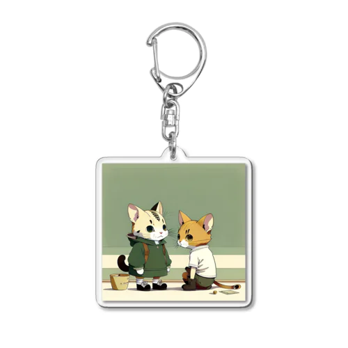 ストリート系の猫たち Acrylic Key Chain