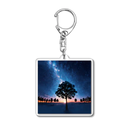 風景_星空と木 Acrylic Key Chain