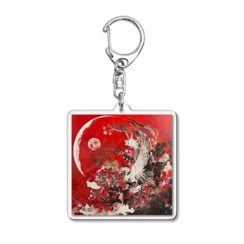 和風　紅白の鶴 Acrylic Key Chain