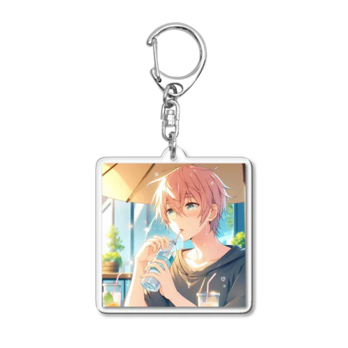 夏の爽やかな風に包まれた青年 Acrylic Key Chain