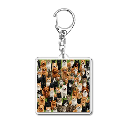 犬と猫 Acrylic Key Chain