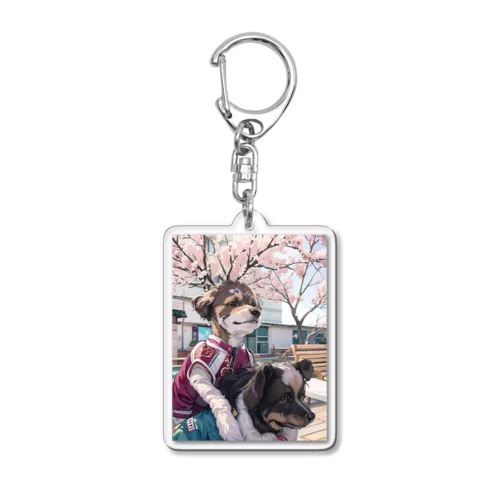 オレオとノッテと桜 Acrylic Key Chain