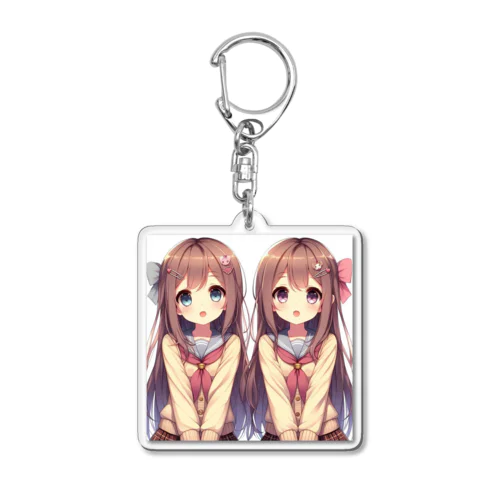 愛らしい可愛い双子の姉妹 Acrylic Key Chain