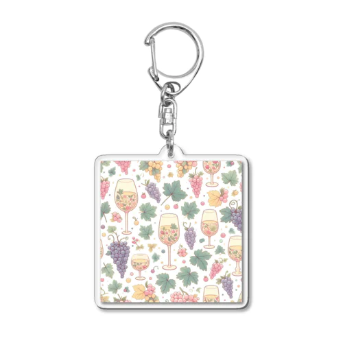 Wine and Grapes Acrylic Key Chain