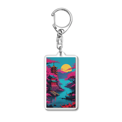 アジア　中国　日本　寺院　月夜　プレゼント Acrylic Key Chain