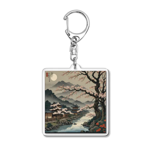 浮世絵　桜と月 Acrylic Key Chain