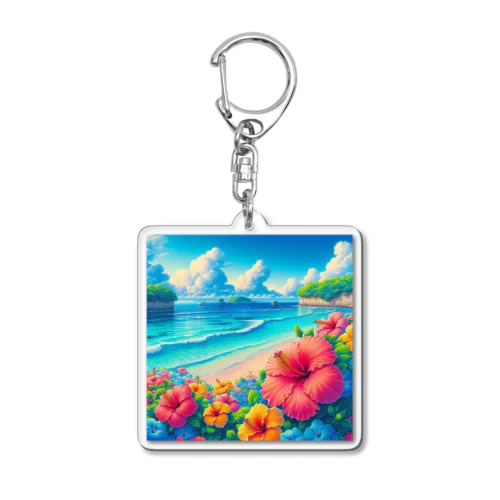 日本の風景:沖縄の海でゆんたく、Japanese scenery: Relaxing on the sea in Okinawa Acrylic Key Chain