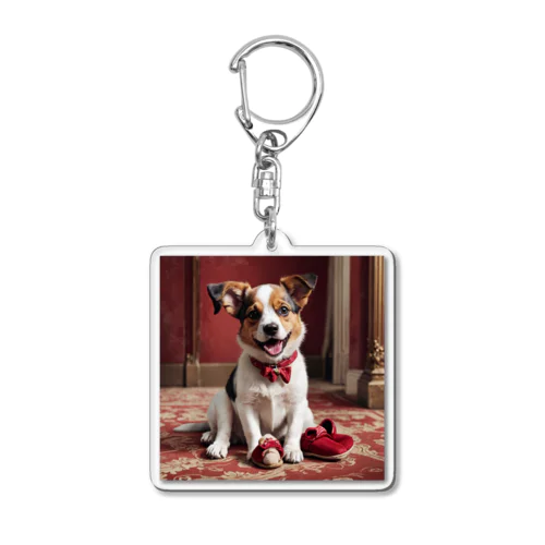 スリッパを持ち出している犬 Acrylic Key Chain