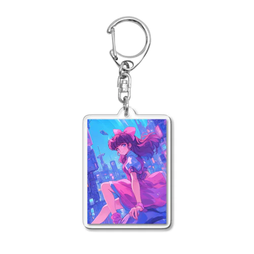 昭和レトロアニメ風近未来ガール Acrylic Key Chain