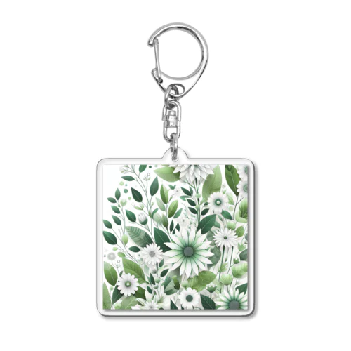 数学的で洗練されたデザインの白と緑の花 Acrylic Key Chain