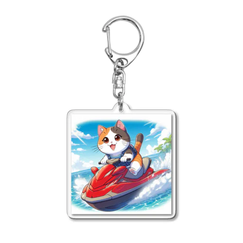 三毛猫プクちゃん　ジェットスキー Acrylic Key Chain