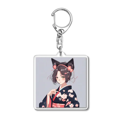 和服に獣耳 Acrylic Key Chain