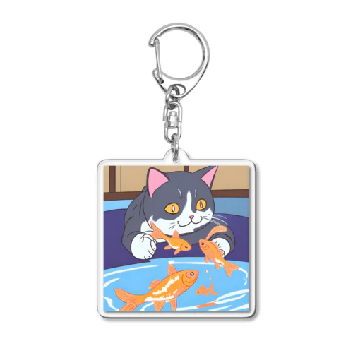 猫と金魚 Acrylic Key Chain