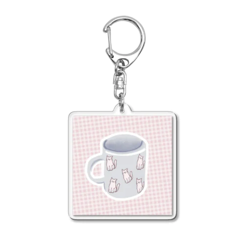 ねこねこねこねこピンクシャム猫柄♪おきにいりのマグカップ Acrylic Key Chain