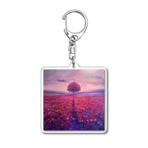 深紅の夕焼けに染まる風景　BLUE PLUM  691 Acrylic Key Chain